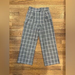 Express Super-High Waisted Plaid Linen-Blend Trouser Pant - 0 Short